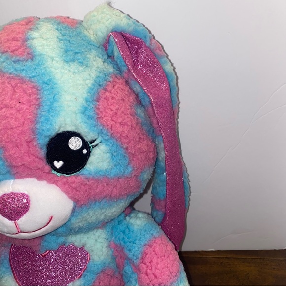 Build A Bear Spring Bunny Rabbit Blue Pink Tie Dye Pink Sparkly Ears Plush 17" - Picture 3 of 11